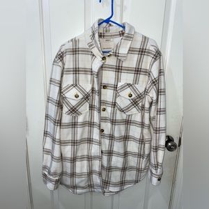 Fleece Plaid Button Up Jacket